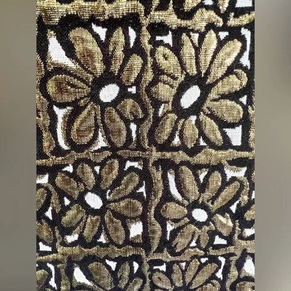 J. McLaughlin Perita Mini Skirt Vintage Daisy Gold Metallic Brocade Zip Front - Picture 8 of 14